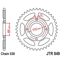 JT ZĘBATKA TYLNA 849 38 YAMAHA RD 250 '77-78, RD 400 '76-78 (84938JT) (ŁAŃC. 530) NA ZAMÓWIENIE