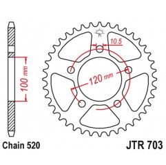 JT ZĘBATKA TYLNA 4396 42 APRILIA RSV 1000 MILE '98-'03 (KONWERSJA ŁAŃC. 520) TUAREG 660 '21-'24 (439642JT) (ŁAŃC. 520) (OEM: CM3