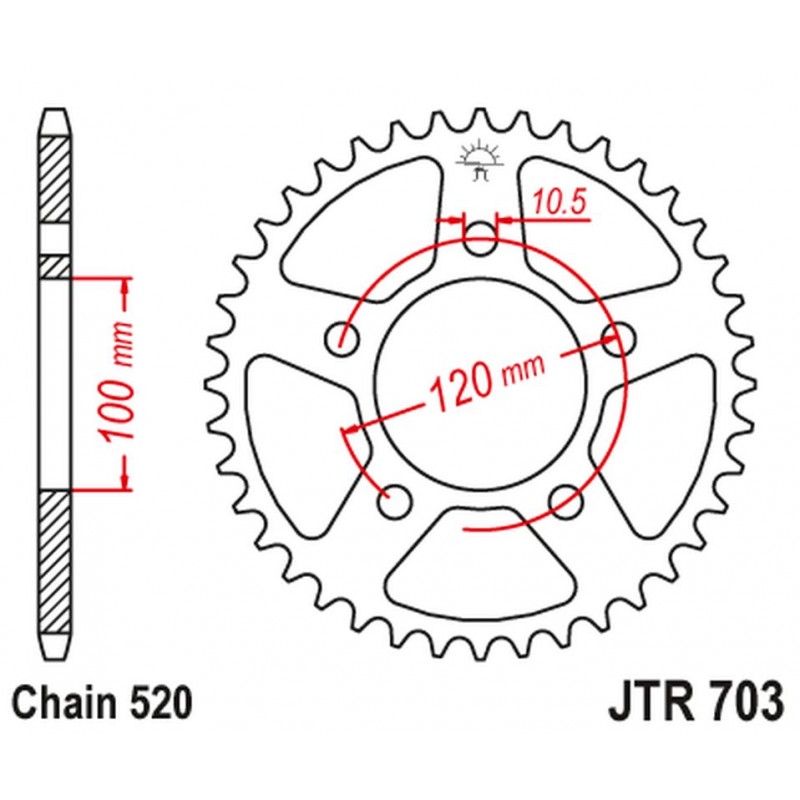 JT ZĘBATKA TYLNA 4396 42 APRILIA RSV 1000 MILE '98-'03 (KONWERSJA ŁAŃC. 520) TUAREG 660 '21-'24 (439642JT) (ŁAŃC. 520) (OEM: CM3