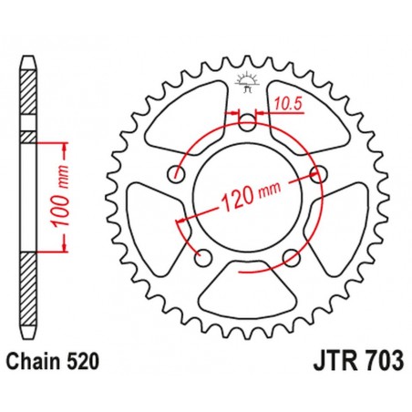 JT ZĘBATKA TYLNA 4396 42 APRILIA RSV 1000 MILE '98-'03 (KONWERSJA ŁAŃC. 520) TUAREG 660 '21-'24 (439642JT) (ŁAŃC. 520) (OEM: CM3