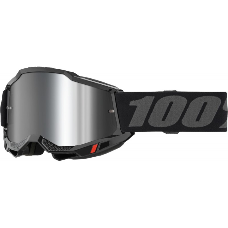 100 PROCENT GOGLE MODEL ACCURI 2 BLACK - MIRROR SILVER LENS - KOLOR CZARNY/POMARAŃCZOWY SZYBKA SREBRNE LUSTRO