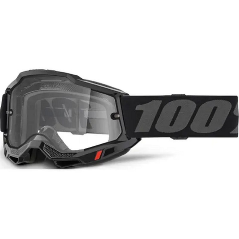 100 PROCENT GOGLE MODEL ACCURI 2 ENDURO MOTO BLACK - CLEAR LENS - KOLOR CZARNY/SZARY SZYBKA PRZEŹROCZYSTA