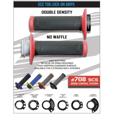 PROGRIP MANETKI PG708 OFF ROAD Z BLOKADĄ SCS LOCK ON + 6 ADAPTERÓW ROLGAZU (22+25MM) KOLOR SZARY POMARAŃCZOWY DWUSKŁADNIKOWE (70