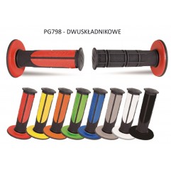 PROGRIP MANETKI PG798 OFF ROAD (22+25MM, DŁ.115MM) KOLOR CZARNY CZERWONY (DWUSKŁADNIKOWE) (798-125) (PG798BK/RD)