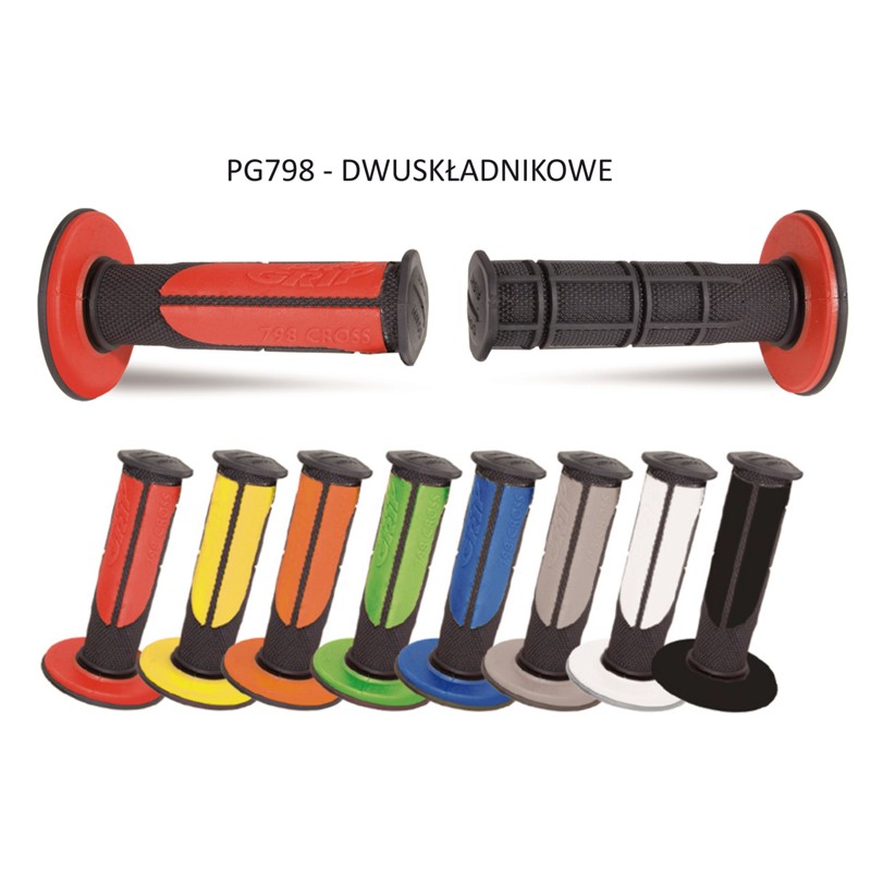 PROGRIP MANETKI PG798 OFF ROAD (22+25MM, DŁ.115MM) KOLOR CZARNY CZERWONY (DWUSKŁADNIKOWE) (798-125) (PG798BK/RD)