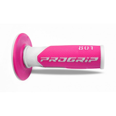 PROGRIP MANETKI PG801 OFF ROAD (22+25MM, DŁ.115MM) KOLOR BIAŁY/FUKSJA FLUO (DWUSKŁADNIKOWE) (801-243) (PG801WH/FX)