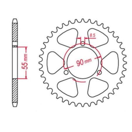 GROSSKOPF PROMOCJA ZĘBATKA TYLNA ALUMINIOWA KOLOR CZARNY 467 54 RIEJU 50 RS2 MATRIX/PRO '03-10' NAKED '04-09 (JTR1077.54)