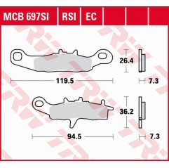 TRW LUCAS ZF KLOCKI HAMULCOWE KH258 SIMTER OFFROAD KAWASAKI KX 80/85 '97-, KX 100 '97-'09, KLR 250 '99-'12, SUZUKI RM 85 '05-, P