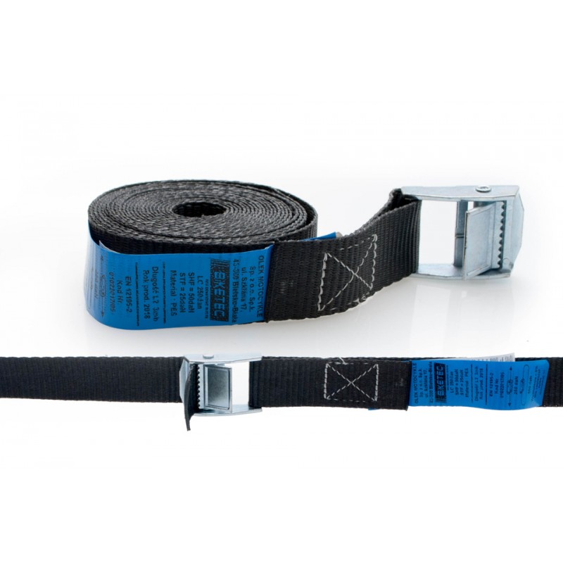 PAS TRANSPORTOWY 25MM/3MB Z KLAMRĄ SAMOZACISKOWĄ KOLOR CZARNY (HOMOLOGACJA)