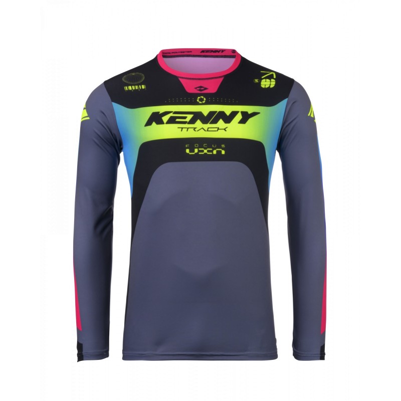 KENNY RACING 2025 KOSZULKA CROSS/ENDURO MODEL TRACK FOCUS NEON KOLOR CZARNY/SZARY/ŻÓŁTY/RÓŻOWY ROZMIAR XXXL