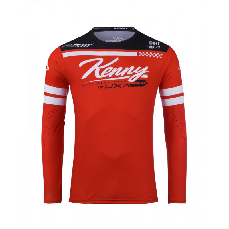 KENNY RACING 2025 KOSZULKA CROSS/ENDURO MODEL TRACK DIRT RED KOLOR CZERWONY/BIAŁY/CZARNY ROZMIAR S