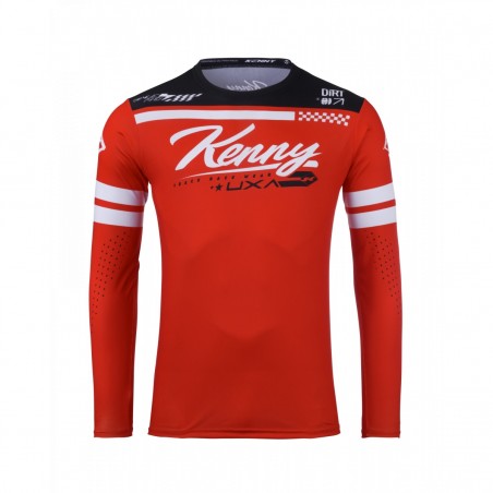 KENNY RACING 2025 KOSZULKA CROSS/ENDURO MODEL TRACK DIRT RED KOLOR CZERWONY/BIAŁY/CZARNY ROZMIAR S
