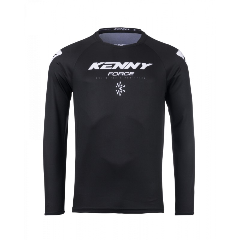 KENNY RACING 2025 KOSZULKA CROSS/ENDURO MODEL FORCE SOLID BLACK KOLOR CZARNY/BIAŁY ROZMIAR S