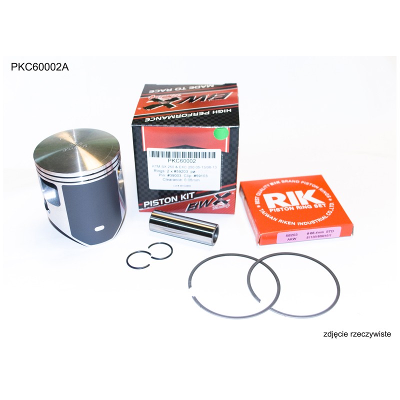 BEARING WORX TŁOK KTM (2T) SX 250 (SX250), EXC 250 (EXC250) 06-19, (66,34MM) PIERŚCIENIE RIK (2SZT.)