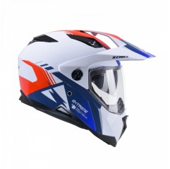 KENNY RACING 2025 KASK DUAL ADVENTURE MODEL EXTREME GRAPHIC PATRIOT KOLOR BIAŁY/NIEBIESKI/CZERWONY ROZMIAR S ( 55 - 56 CM )