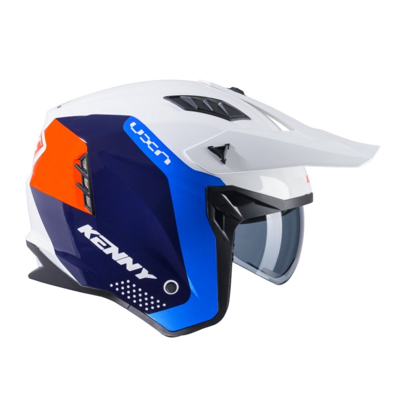 KENNY RACING 2025 KASK OTWARTY JET MODEL MILES GRAPHIC WHITE/ORANGE/BLUE KOLOR BIAŁY/NIEBIESKI/POMARAŃCZOWY ROZMIAR M ( 57 - 58 