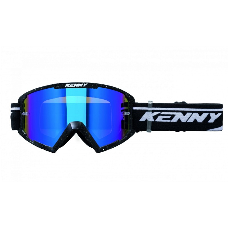 KENNY RACING 2025 GOGLE MODEL TRACK+ GLITTER BLACK PEARL - BLUE LENS - KOLOR SZARY/BIAŁY/CZARNY SZYBKA NIEBIESKIE LUSTRO