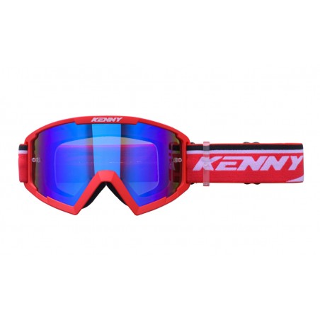 KENNY RACING 2025 GOGLE MODEL TRACK+ KID / JUNIOR / DZIECIĘCE RED - BLUE LENS - KOLOR CZERWONY/BIAŁY SZYBKA NIEBIESKIE LUSTRO