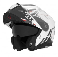 NOX FLIP-UP HELMET NOX KASK SZCZĘKOWY (FLIP-UP) Z BLENDĄ N967 SYNCHRO KOLOR BIAŁY/CZERWONY ROZMIAR XL