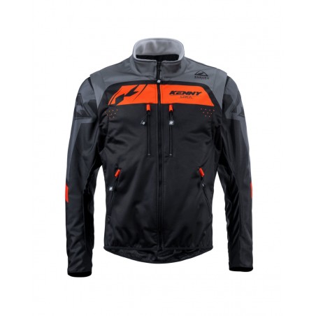 KENNY RACING 2025 KURTKA ADVENTURE/ENDURO MODEL SOFTSHELL BLACK/ORANGE KOLOR CZARNY/POMARAŃCZOWY/SZARY ROZMIAR M