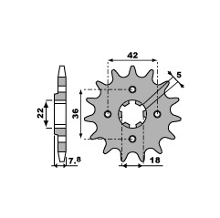 PBR ZĘBATKA PRZEDNIA 2052 15 18NC YAMAHA XT 250 TL (JAPAN) 83-84 (ŁAŃC. 520)