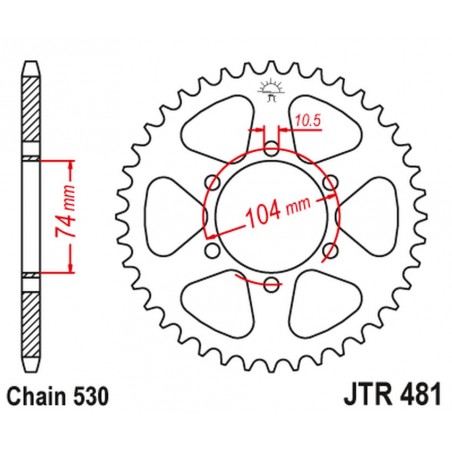 JT ZĘBATKA TYLNA 481 45 KAWASAKI Z 400/550 '80-83', Z 650 '79', KH 500 '72-75' (48145JT) (ŁAŃC.530) NA ZAMÓWIENIE