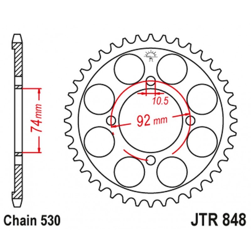 JT ZĘBATKA TYLNA 848 37 YAMAHA RD 350 '74-76 (84837JT) (ŁAŃC. 530)NA ZAMÓWIENIE