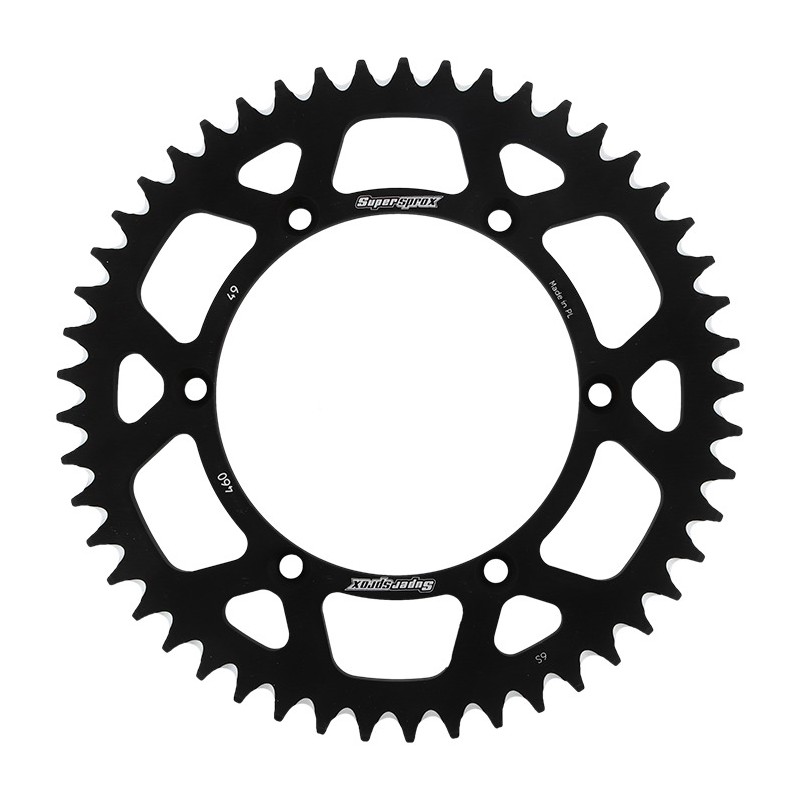 SUPERSPROX ZĘBATKA TYLNA ALUMINIOWA 7075-T6 (ERGAL) 489 49 KAWASAKI KX/KXF 84-18 (JTR460.49) KOLOR CZARNY