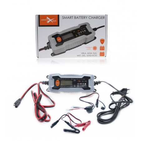 BIKETEC ŁADOWARKA INTELIGENTNA DO AKUMULATORÓW MOTOCYKLOWYCH, SAMOCHODOWYCH, SKUTEROWYCH I QUAD Z AKCESORIAMI 6V/12V VVRLA, AGM,