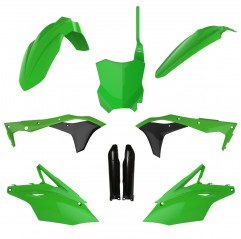 POLISPORT KOMPLET PLASTIKÓW (FULL KIT) KAWASAKI KXF 250 '17-'20 W ZESTAWIE TABLICA PRZEDNIA (8665900001) I OSŁONY AMORTYZARORÓW 