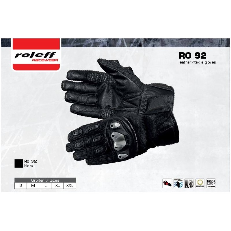 ROLEFF (2021) RĘKAWICE TEKSTYLNE LETNIE MODEL RO92 KOLOR CZARNY ROZMIAR S