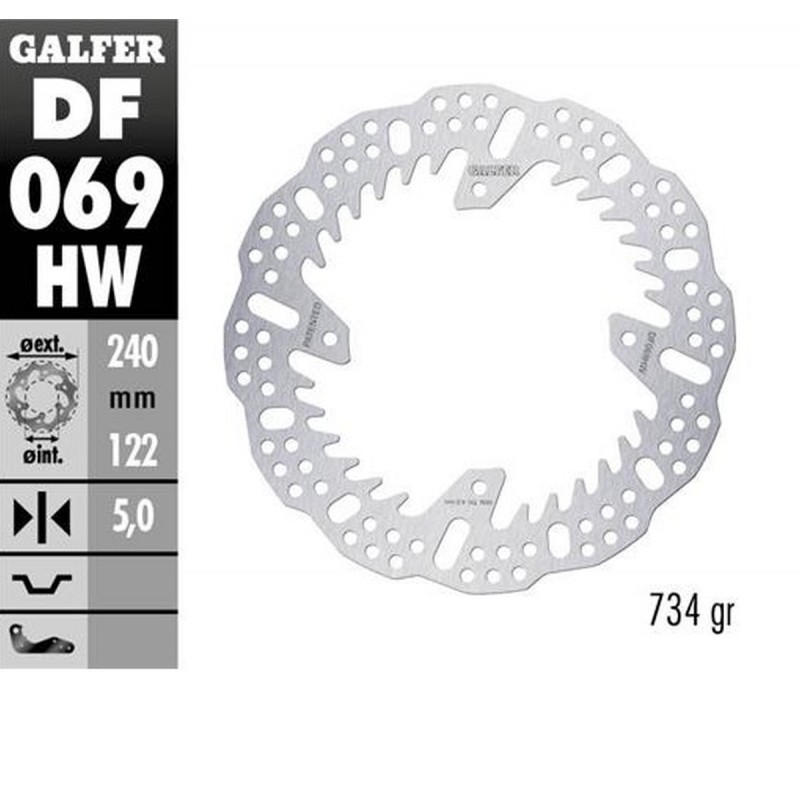 GALFER TARCZA HAMULCOWA TYŁ HONDA CR 125/250 CRF250R '04-'23 CRF 450R '09-'23 (240X140X5MM) SHARK ENDURO MX