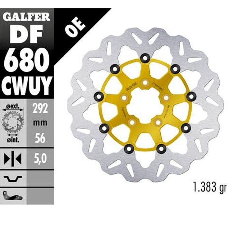 GALFER TARCZA HAMULCOWA PRZÓD HARLEY-DAVIDSON (292X56X5) (WAVE) PŁYWAJĄCA KOLOR ZŁOTY (PATRZ OPIS)