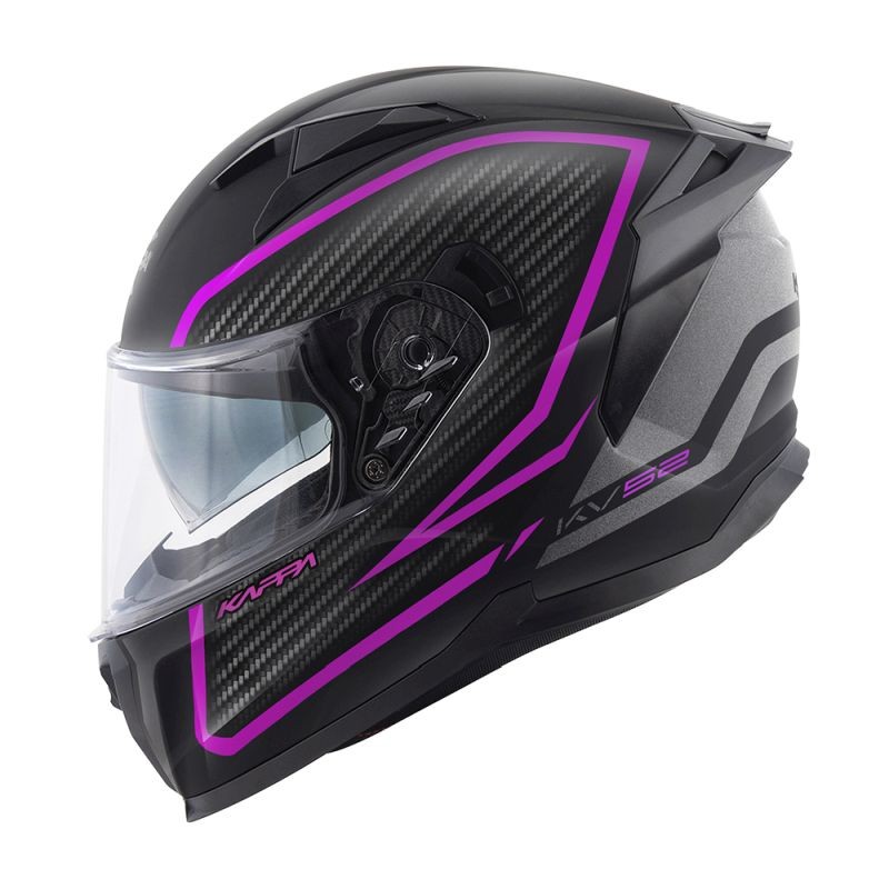 KAPPA 2024/12 KASK KV52 KRONOS INTEGRALNY Z BLENDĄ KOLOR CZARNY TYTANOWY FUKSIA MAT CARBON LOOK ROZMIAR 58 / M (HOMOLOGACJA ECE 