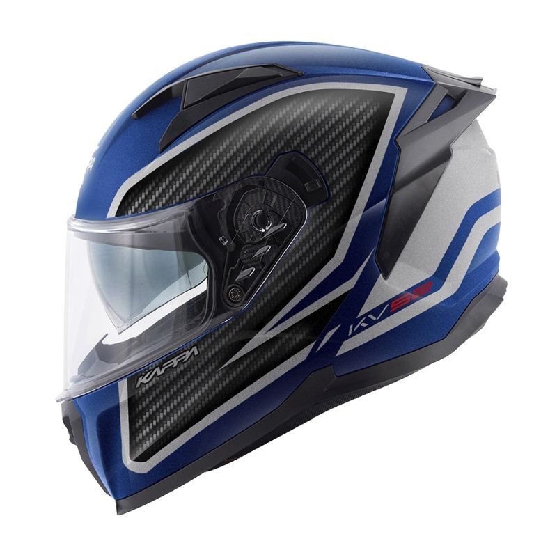 KAPPA 2024/12 KASK KV52 KRONOS INTEGRALNY Z BLENDĄ KOLOR CZARNY NIEBIESKI SREBRNY MAT CARBON LOOK ROZMIAR 58 / M (HOMOLOGACJA EC