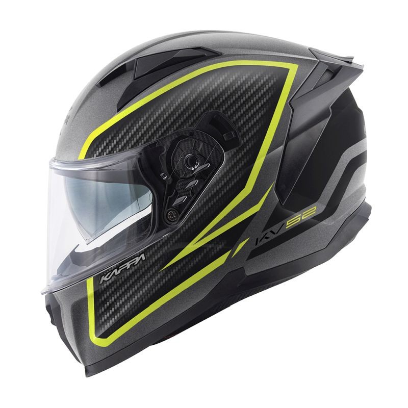 KAPPA 2024/12 KASK KV52 KRONOS INTEGRALNY Z BLENDĄ KOLOR TYTANOWY CZARNY ŻÓŁTY FLUO MAT CARBON LOOK ROZMIAR 61 / XL (HOMOLOGACJA