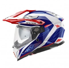 KAPPA 2024/12 KASK KV33 GRAPHIC WIZZARD ENDURO DUAL OFF ROAD Z SZYBĄ I BLENDĄ KOLOR BIAŁY CZERWONY NIEBIESKI ROZMIAR 56 / S (HOM