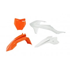 RACETECH (RTECH) 2024/12 PLASTIC KIT 4 PCS front fender orange, front plate orange, shrouds white, rear fender white ORIGINAL CO