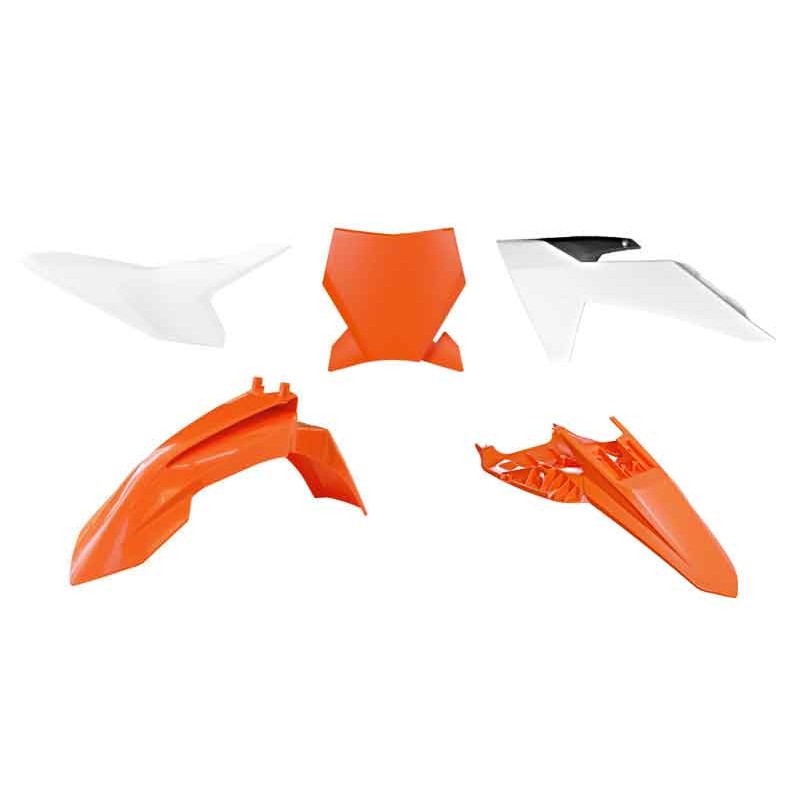 RACETECH (RTECH) 2024/12 PLASTIC KIT 5 PCS ORIGINAL COLOUR KTM ORANGE - WHITE - BLACK KTM SX 50 2024 2025