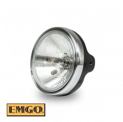 EMGO 2024/05 REFLEKTOR / LAMPA CZARNA KOMPLETNA (WZÓR ORYGINAŁU) KAWASAKI MODELE Z1 I KZ (OTWORY MONTAŻOWE ŚR. 10MM) (OEM: 23005