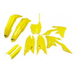 UFO 2024/11 KOMPLET PLASTIKÓW (FULL KIT) Z OSŁONAMI TELESKOPÓW (AMORTYZATORÓW) SUZUKI RMZ 250 '19-'25, RMZ 450 '18-'25 KOLOR ŻÓL