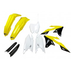UFO 2024/11 KOMPLET PLASTIKÓW (FULL KIT) Z OSŁONAMI TELESKOPÓW (AMORTYZATORÓW) SUZUKI RMZ 250 '19-'25, RMZ 450 '18-'25 KOLOR OEM