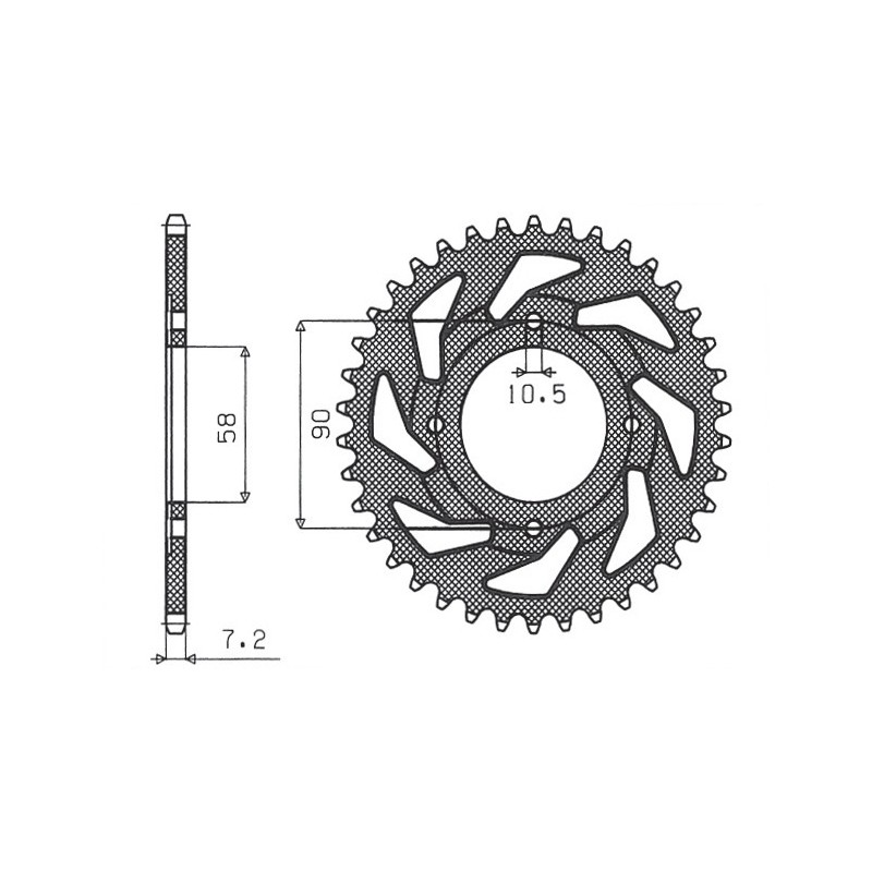 SUNSTAR ZĘBATKA TYLNA 269 42 HONDA CG 125 '02-'05, CM 125 '82-'97, CB 125T '82-'88, DAELIM VC 125 '96-'99 (JTR269.42) (ŁAŃC. 428