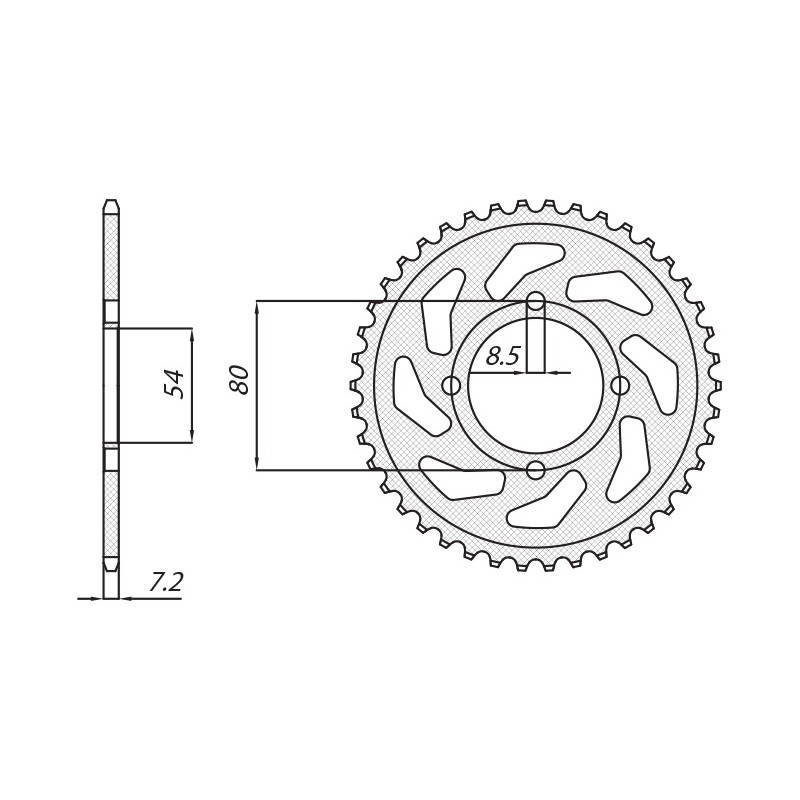 SUNSTAR ZĘBATKA TYLNA 838 45 YAMAHA YBR 125 05-12 (JTR838.45) (ŁAŃC. 428) (83845JT)