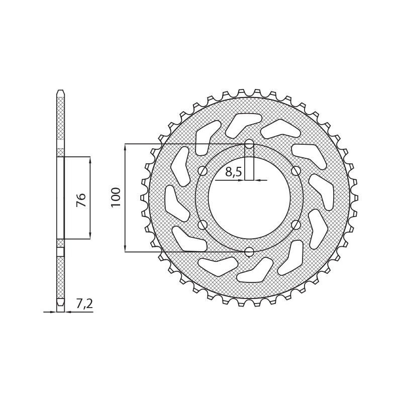 SUNSTAR ZĘBATKA TYLNA 4513 48 YAMAHA YZF 125R '08-'15 (JTR1844.48) (ŁAŃC. 428) (451348JT)