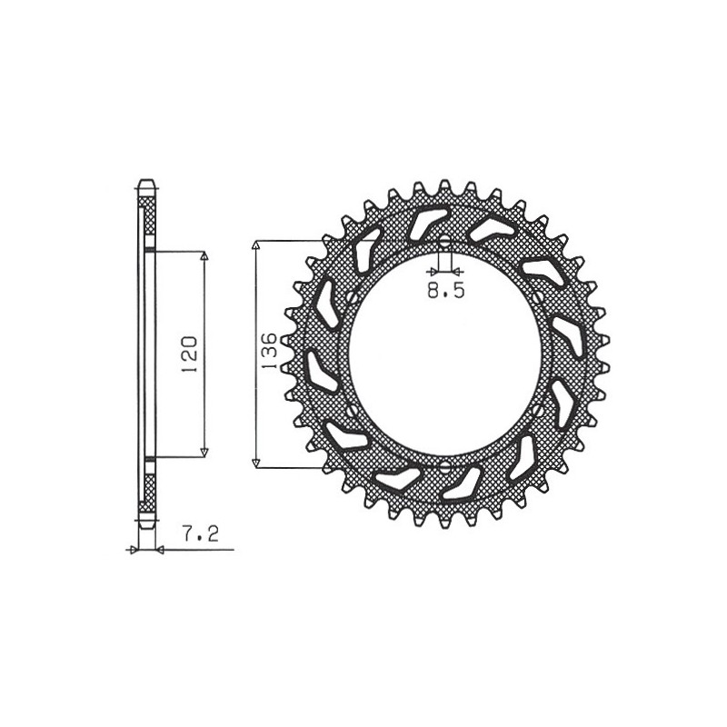 SUNSTAR ZĘBATKA TYLNA 4324 57 YAMAHA TDR 125 '93-'99 (JTR1847.57) (ŁAŃC. 428) (432457JT)