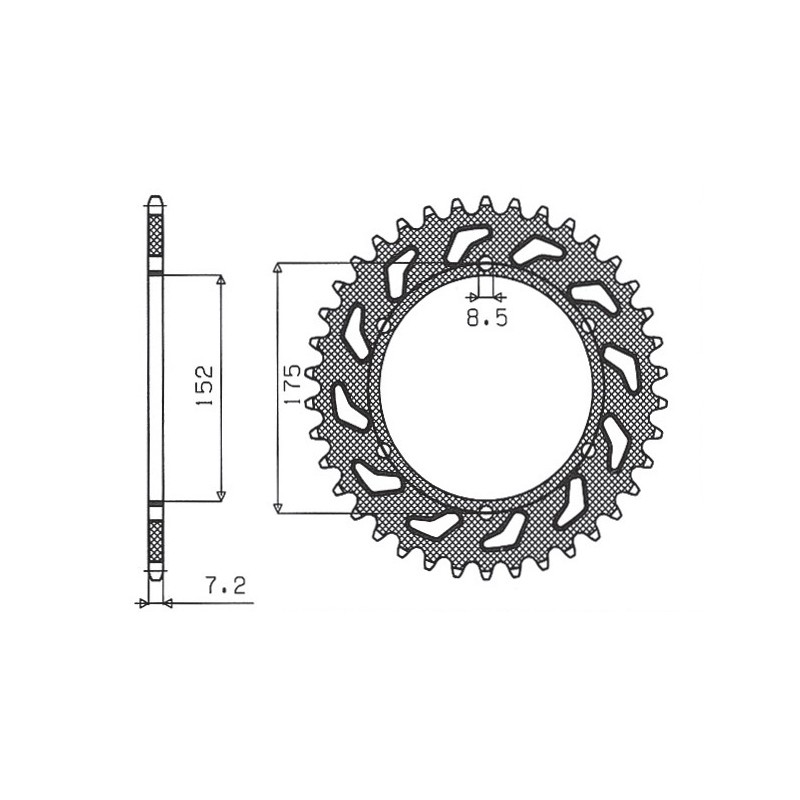 SUNSTAR ZĘBATKA TYLNA 844 57 YAMAHA DT 125R/RE 99-06 (JTR839.57) (ŁAŃC. 428) (84457JT)