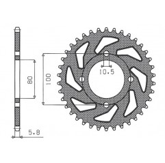 SUNSTAR ZĘBATKA TYLNA 819 41 SUZUKI GZ 250 MARAUDER (99-10), GN 250 (82-99) (JTR819/2.41) (ŁAŃC. 520) (81941JT)