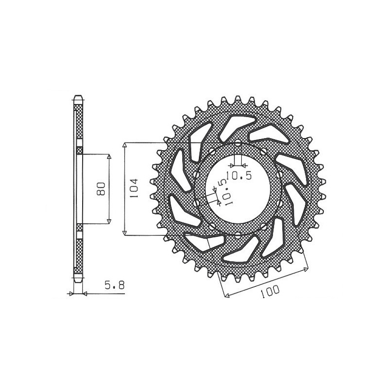SUNSTAR ZĘBATKA TYLNA 478 45 KAWASAKI ZXR 400 (88-02), Z800 (13-14) (JTR478.45) (ŁAŃC. 520) (47845JT)