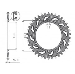 SUNSTAR ZĘBATKA TYLNA 1027 43 DUCATI MONSTER 695 '08, MONSTER 800 '03-'04 (JTR735.43) (ŁAŃC. 520) (102743JT)